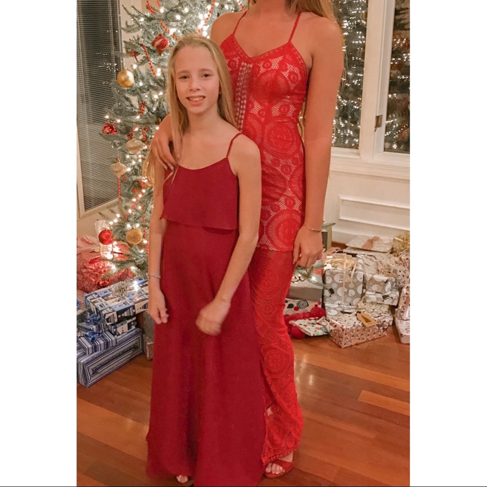 Boutique Red Lace Maxi Dress